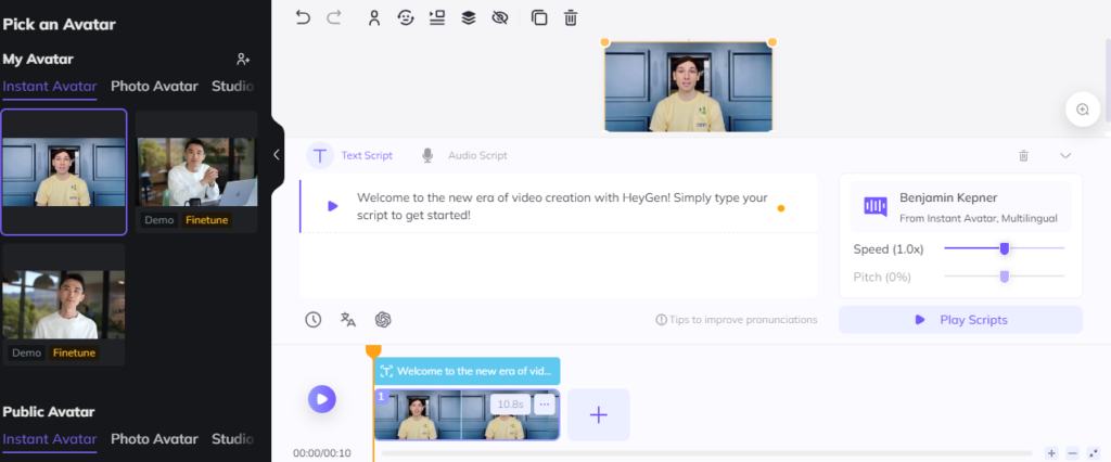 Choose AI Avatar for Video creation