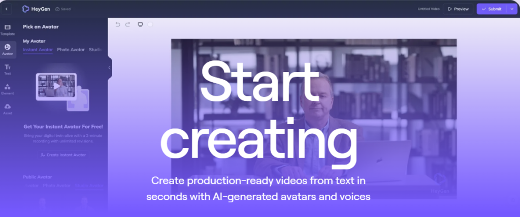 HeyGen AI Avatar video generator 