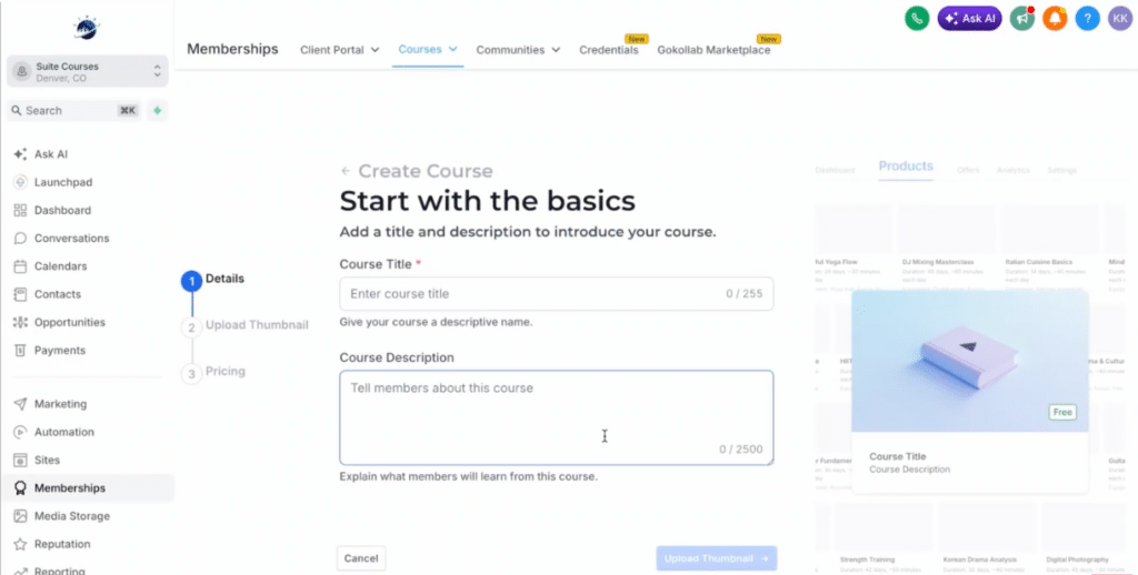Course Creation in GHL